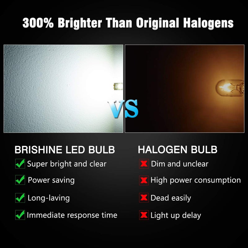 BRISHINE 10X T5 LED Bulbs Xenon White Canbus Error Free 3014 Chipsets Wedge 74 2721 37 PC74 LED Bulbs for Car Interior Gauge Cluster Dashboard Instrument Panel Indicators Speedo AC Lights - Image 3